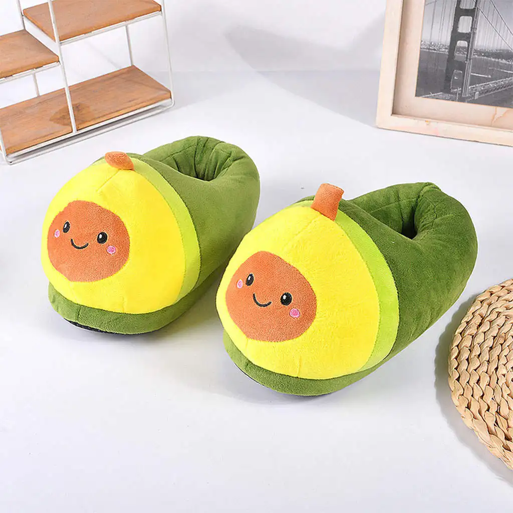 Novelty Womens Warm Slippers Avocado Shape Household Lady Cozy Shoes