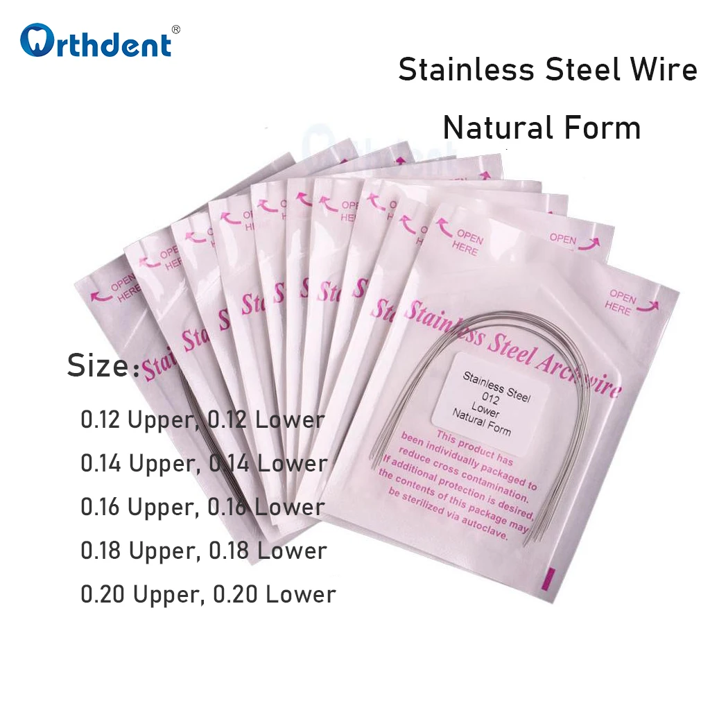 

10 Packs Dental Stainless Steel Wires Round Archwire Natural Form Orthodontic Arches for Braces Upper/Lower 12/14/16/18/20