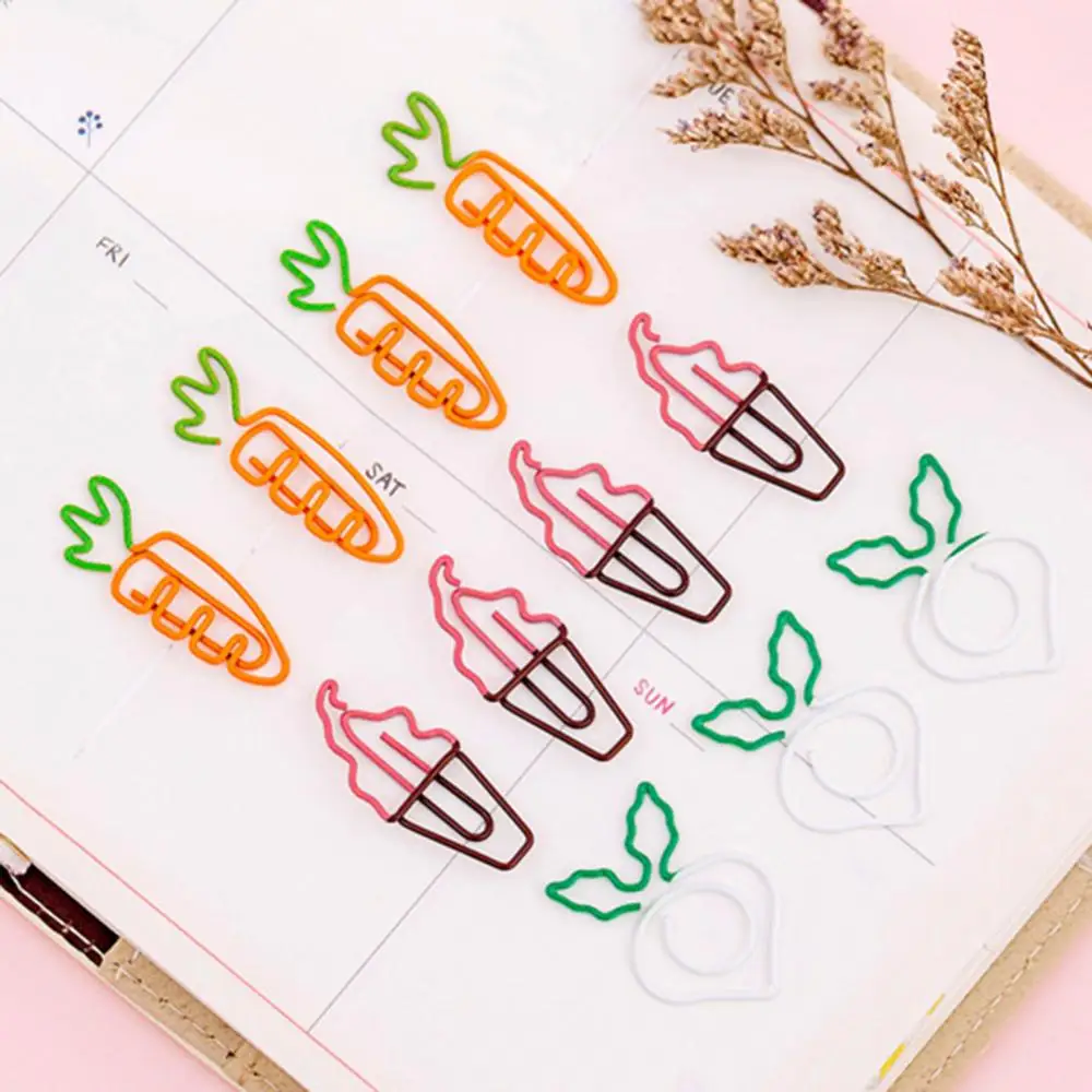 Kawaiiペーパークリップバインダークリップ人件のアイスクリームエンドウ豆の時間形のブックマークチケットホルダーペーパークリップ学校の文房具