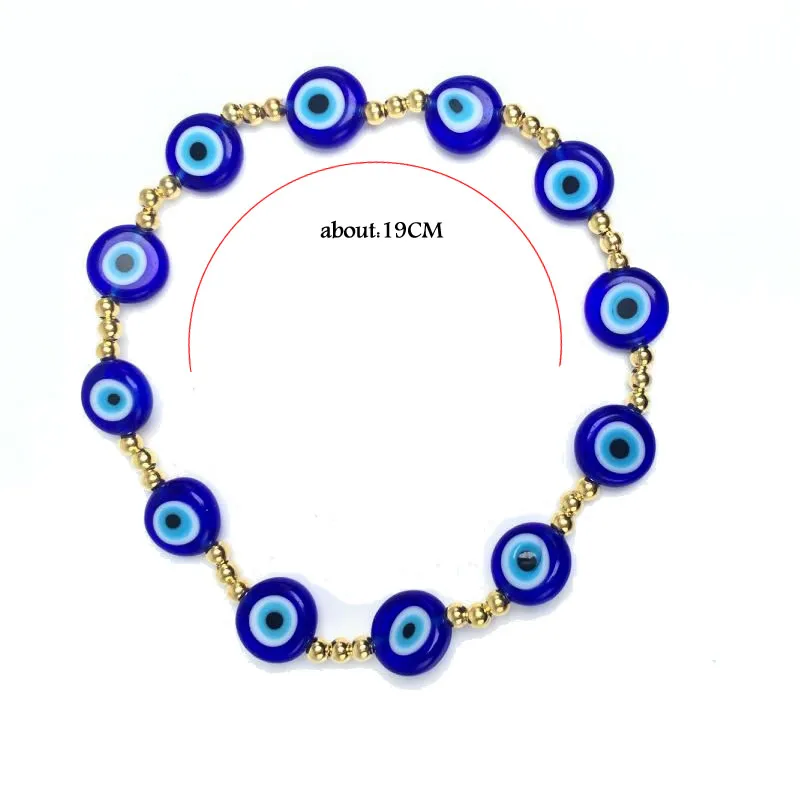 Braccialetti distanziatori in metallo di moda Bracciale elastico con perline smaltate oro blu rosso malocchio per le donne Regali di gioielli turchi