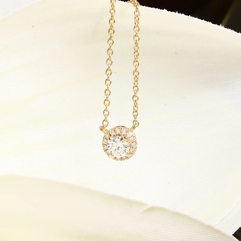 Customize 18k Yellow Gold Synthetic Lab Grown Diamond Jewelry Necklace