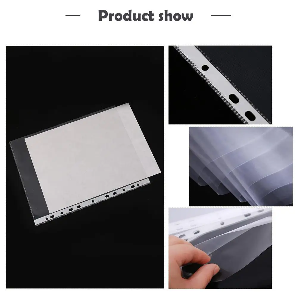 100pcs Briefcase Bag For Documents Ultra Thin A4 Plastic 11-Hole Loose Leaf Transparent Sheet Document Protector File Folder Bag