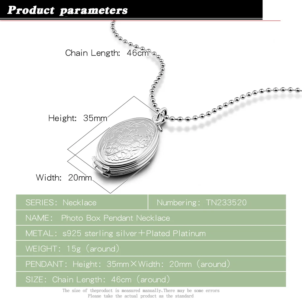 925 Sterling Silver Magic 4 Photo Pendant Memory Floating Locket Necklace Oval Flower Flash Box Fashion Album Box Necklaces