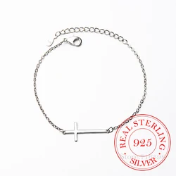 925 Sterling Silver Cross Charm Bracelet For Women Bracelet &Bangle Fashion Jewelry Birthday Party Gift