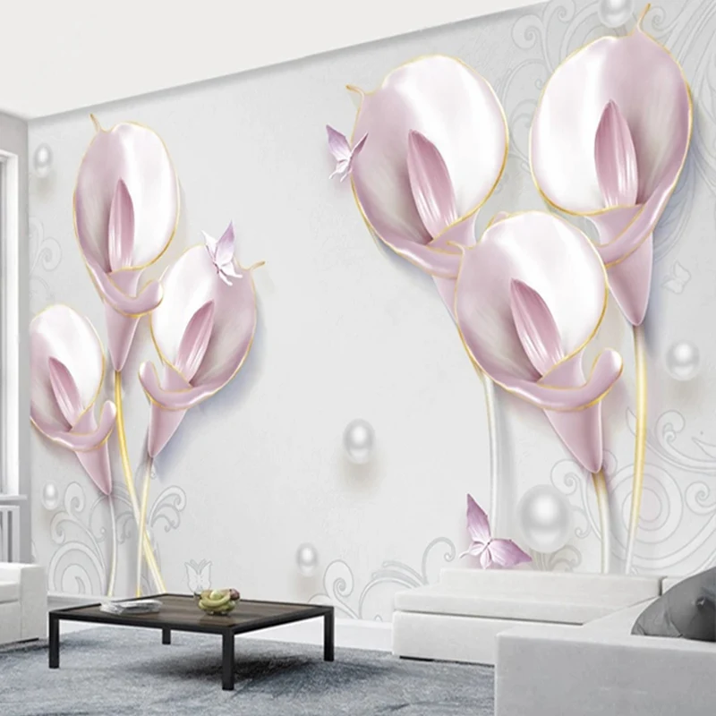 Custom 3D Photo Modern Large Murals Calla Lily Flowers Wallpaper for Bedroom Living Room TV Sofa Backrgound Non-woven Wall Paper