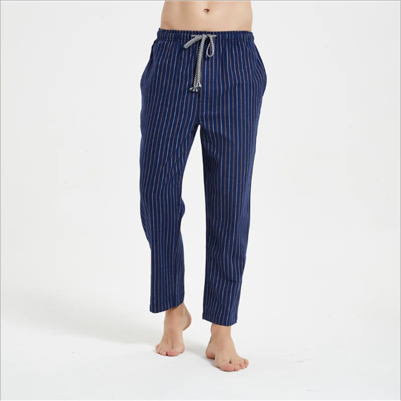 Autumn Men 100% Cotton Sleep bottoms Male Nightwear Trousers Men Casual Plaid Pajama Pants Pajama Man Top Quality Pants 100KGS