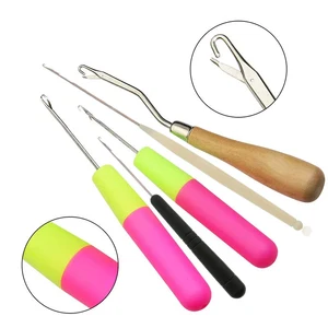Kerajinan Jahit Jarum Kait Rajutan 5 Buah Set dengan Kait & Alat Pembuat Wig Gimbal Merek Prancis Mikro Alat Pembuat Wig Gimbal 10 rambut gimbal jarum rajut penjualan terbaik - №