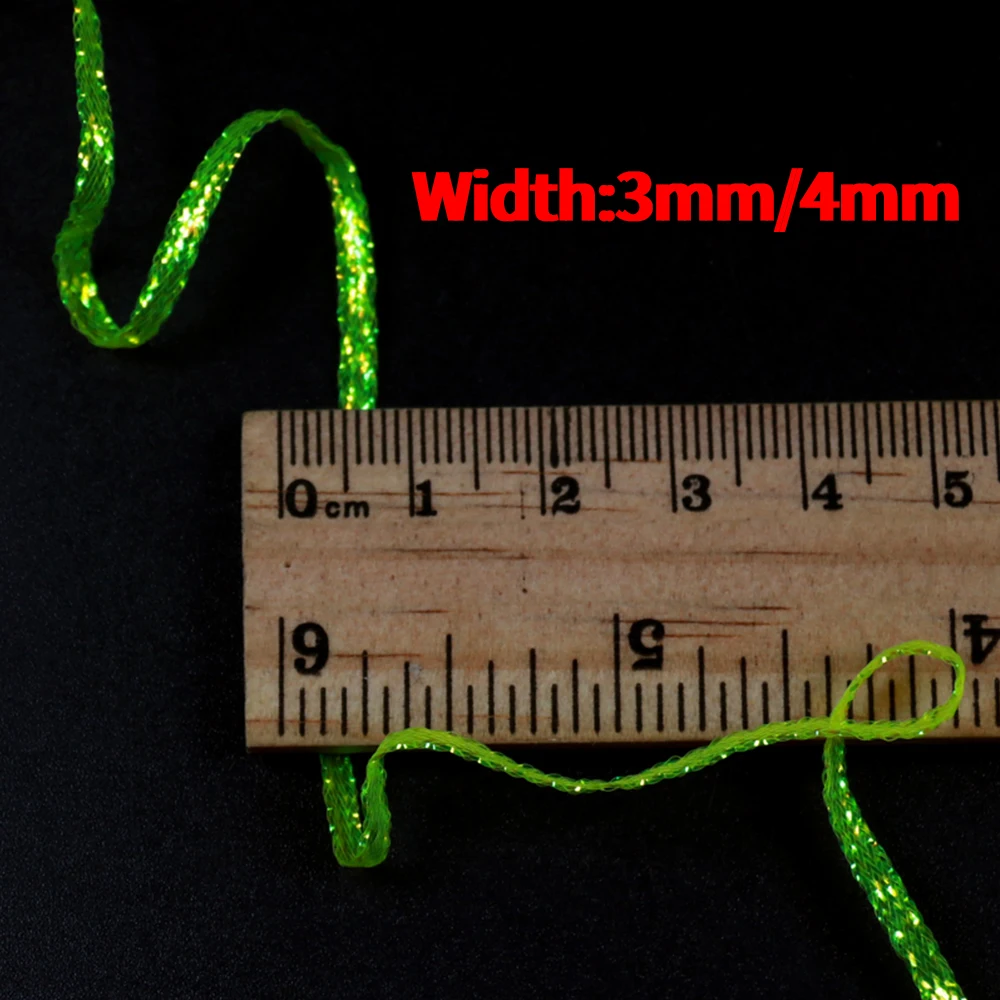 Bimoo 3mm/4mm 2 jardów/worek UV Flurocent płaski diamentowy warkocz dla Emergers nimfa krewetki Scud słonowodne Streamer materiał muchowy — zdjęcie 5