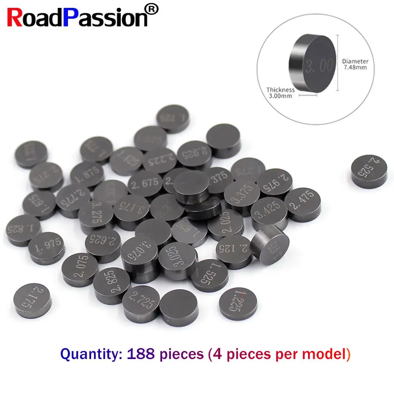 188pcs Motorbike Engine Adjustable Valve Shim Diameter 7.48mm Kit For YAMAHA YZF750R YZF600R YZF1000 YZF-R6 750 600 1000 R