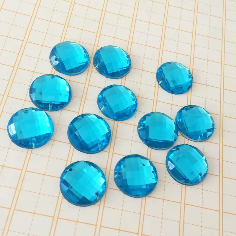 DIY 16mm Sew On Rhinestones Crystal Acrylic Sewing Rhinestones Flatback Acrylic Round Chamfering For Garment S79