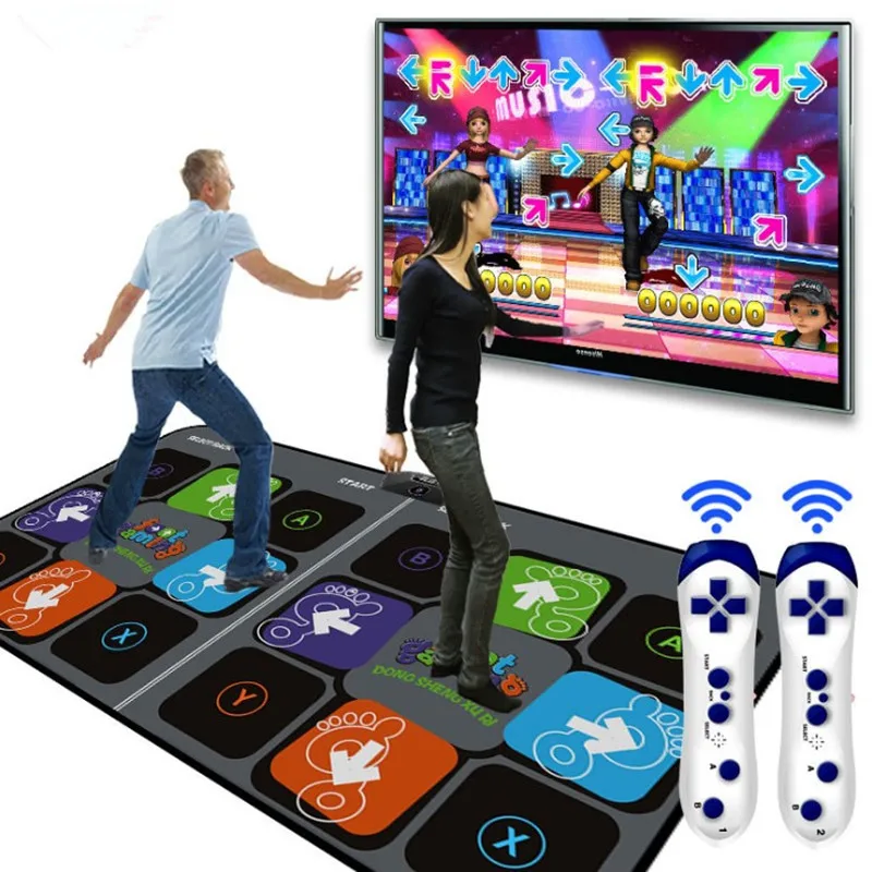 HD computer TV dual use game double dance mat yoga fitness sports running sing music games PC rug with 2 two gamepads camera TF