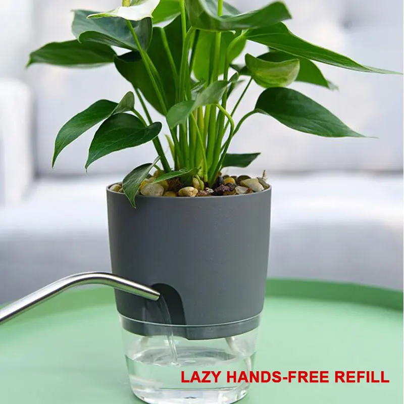 Lazy Self-watering Flowerpot Automatic Water Absorption Succulent Aquaculture Transparent Round Plastic Hydroponic Flowerpot