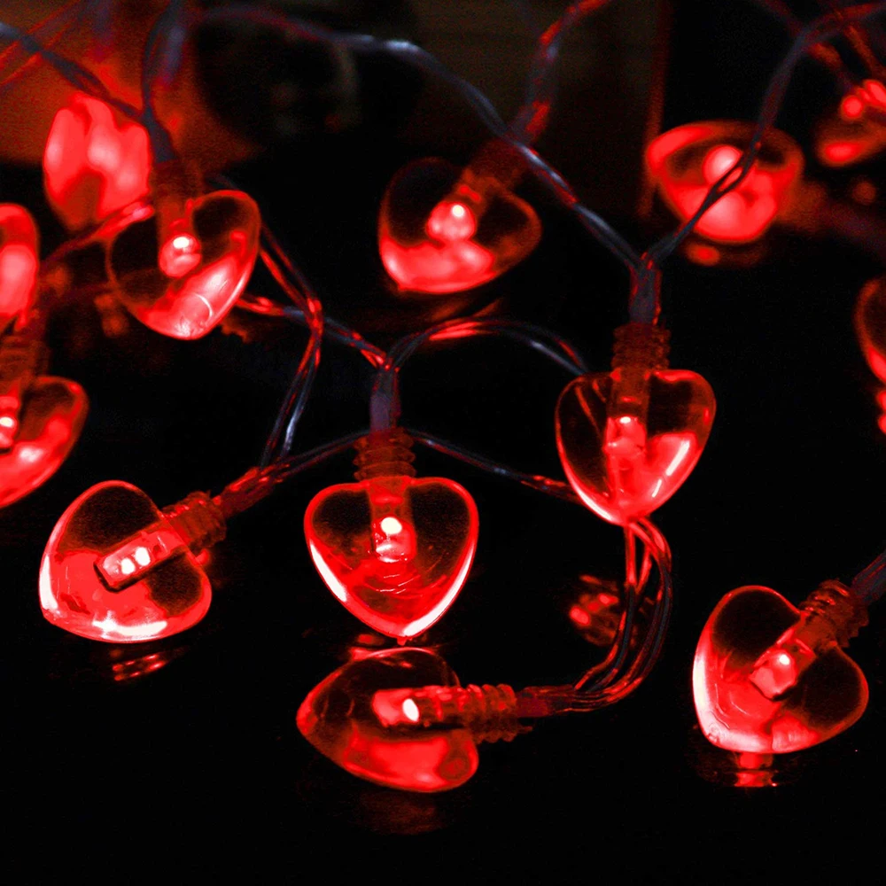 Luci a forma di cuore a LED a forma di cuore 10/20/30/40LED luci da fata per interni ghirlanda di natale per la decorazione del soggiorno di san valentino