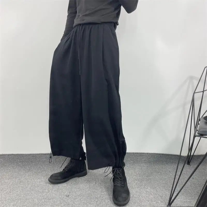 Trendy Male Designer Simple Solid Color Loose Straight Pants Fashion Trend Neutral Style Personalized Versatile Harlan Pants