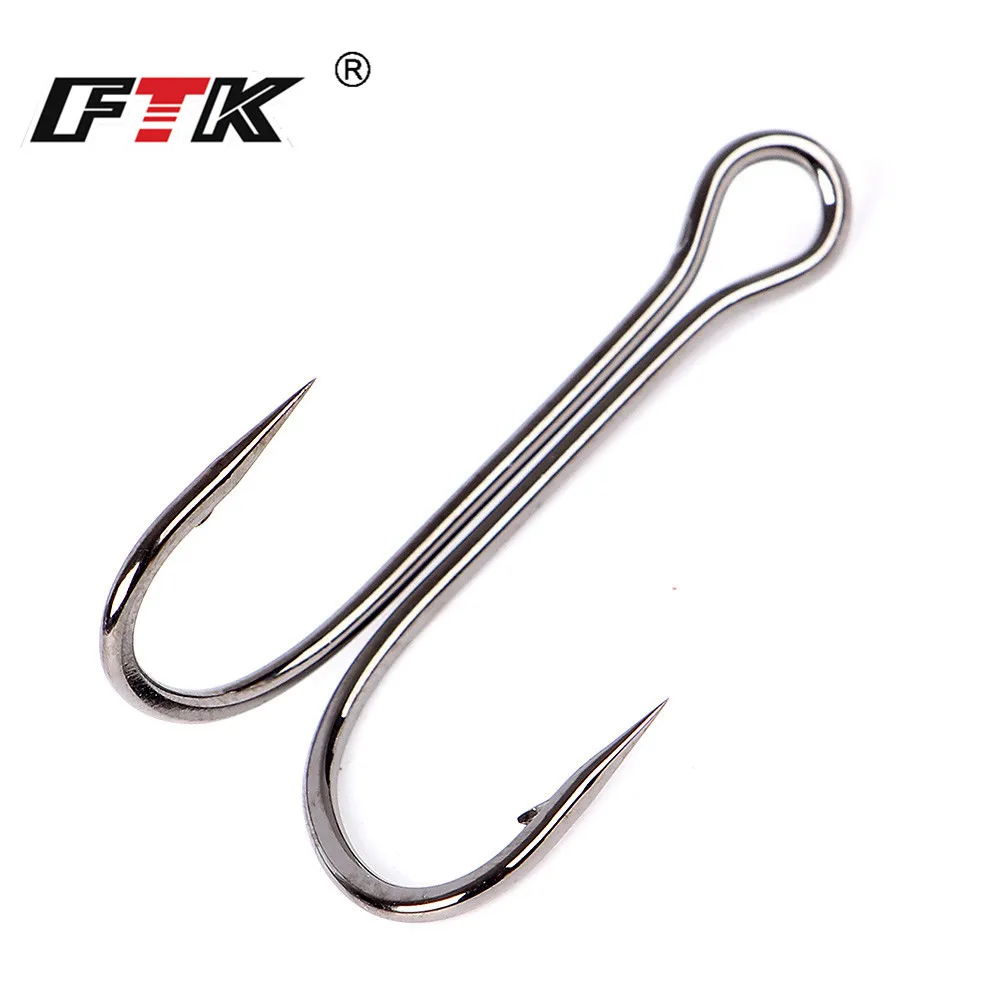 

FTK Duple Hook 20pcs Long Shank Double Hook Weedless Fishing Hook Fly Tying For Jig Bass Fish Hook fishing Tackle For Soft Lure