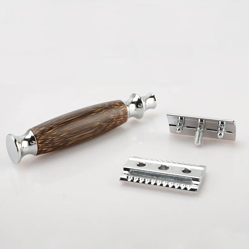 Retro Men\'s Razor with Natural Bamboo Handle Manual Razor Corrosion-Resistant and Rust-Resistant Can be Washed Directly