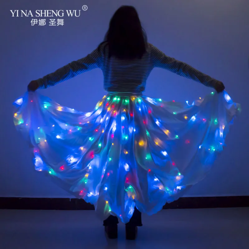 LED luminous Tulle Skirt Dance Christmas Party Colorful LED Tutu Skirt Sexy White Multicolor Long Skirt Bellydance LED Skirt New