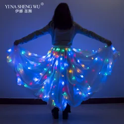 LED luminous Tulle Skirt Dance Christmas Party Colorful LED Tutu Skirt Sexy White Multicolor Long Skirt Bellydance LED Skirt New