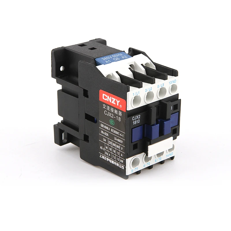 LC1-D  CJX2-1810 AC Contactor 18A 3 Phase 3-Pole NO Coil Voltage 380V 220V 110V 36V 24V 60Hz Din Rail Mounted 3P+1NO Normal Open