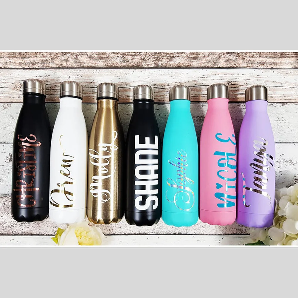 Personalised Stainless Steel Bottle Bridesmaid Water Bottle  Bespoke   Wedding  Birthday Gifts Bridal Gift Customizable Object