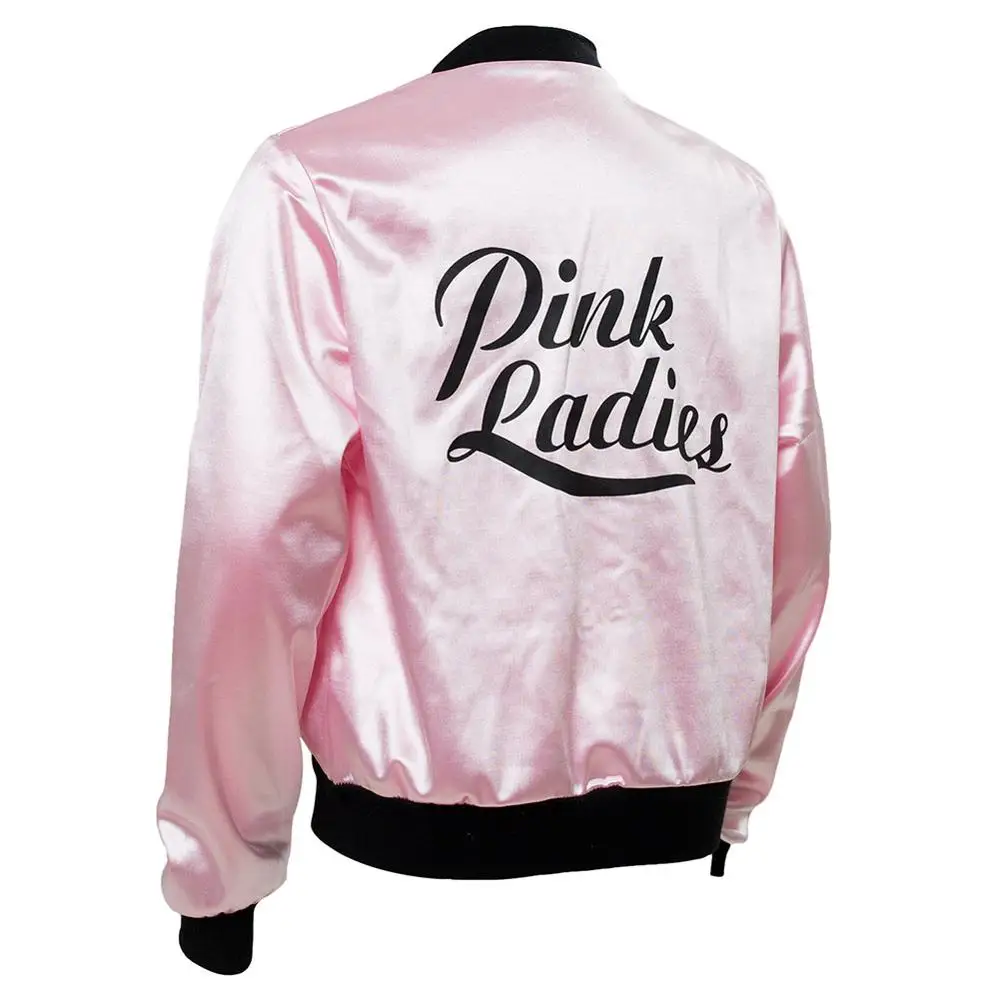 Cosplay Pink Ladies Grease Costume Retro Jacket Fancy Cheerleader Adult Women Girls Pink autunno Coat Halloween Party Suit