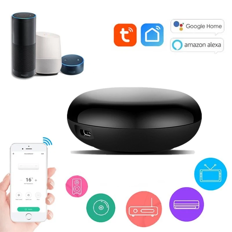 

Smart Wireless WiFi-IR Remote Controller Tuya/Smart Life APP Infrared Remote Controller Air Conditioner TV, Alexa Google Home