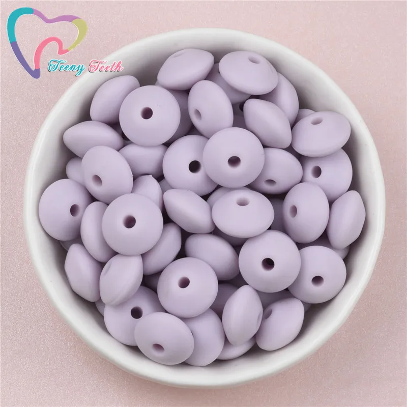 Teeny ฟัน 50 PCS Lilac สีม่วงถั่วซิลิโคนลูกปัด Teething สร้อยคอของเล่นเด็ก Teether อุปกรณ์เสริมซิลิคอน Pacifier ลูกปัด