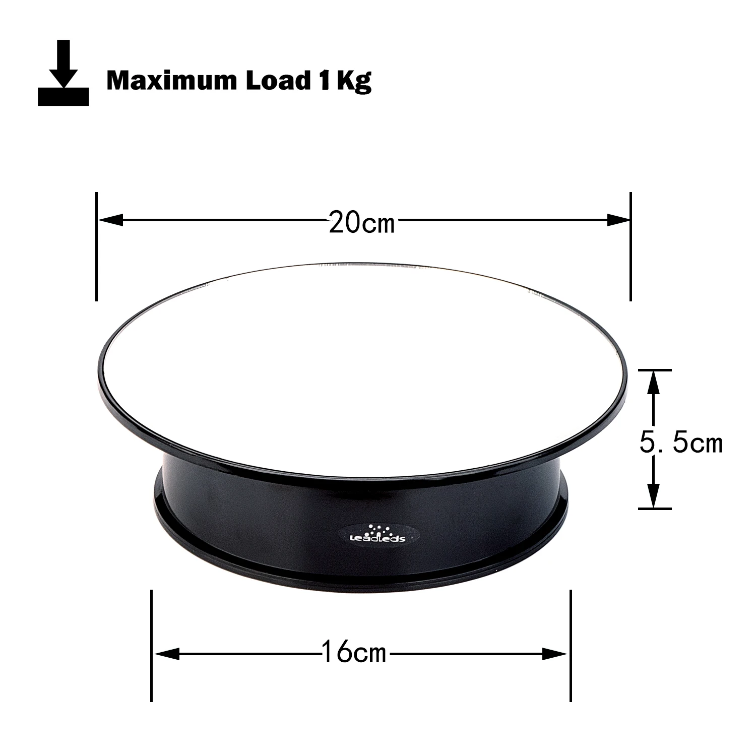 20CM/8-Inches Mirror 360 Degrees Rotating Rotary Display Stand Turntable Jewelry Display Base- Include AC Plug (Double Power)