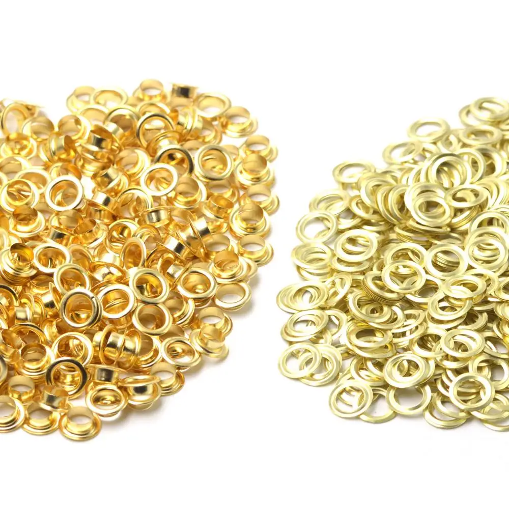 KALASO 100set Brass Material Gold Color 4mm/5mm/6mm/8mm/10mm Grommet Eyelet With Washer Fit Leather Craft Shoes Bag Diy Supplies