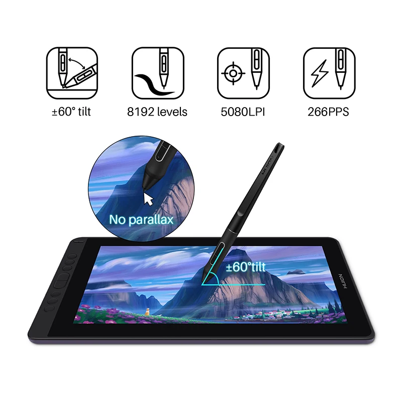 Imagem -05 - Kamvas 13 Huion Graphics Tablet Monitor 13.3 Polegada Mesa Digitalizadora Tela Desenho Monitor Pen Display Suporte Telefone Conecção Android Usb3.1 Gen1