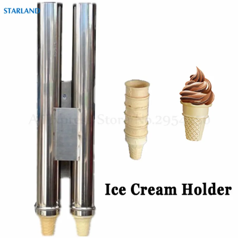 

Double Cone Holder For Ice Cream Machine Accessory Part Of Frozen Yogurt Maker 2 Holder Eco-Friendly Stainless Steel Display