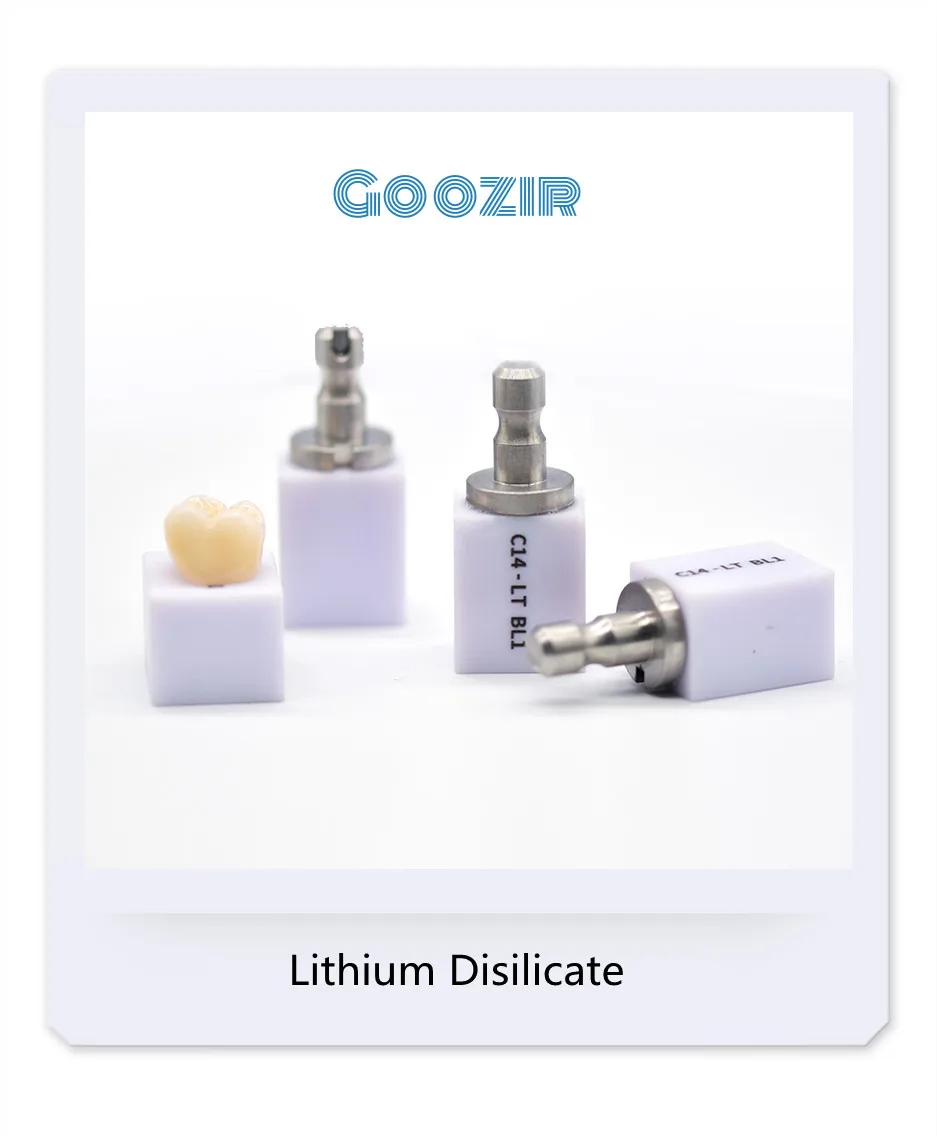 GOOZIR 5 Piece C14 HT Lithium Disilica CAD CAM Glass Ceramic Blocks For Dental Lab For Veneers