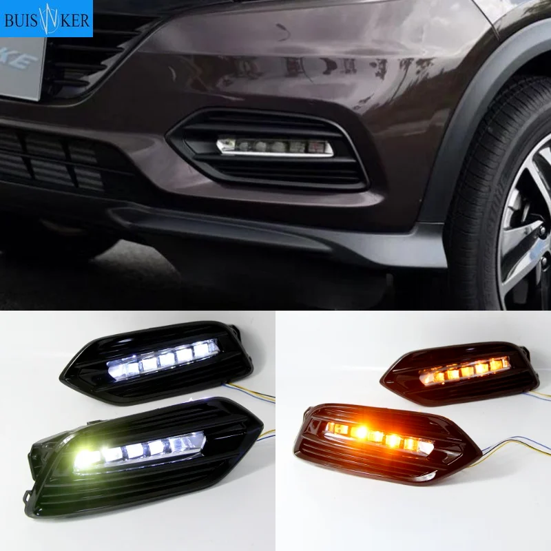 

2PCS LED Daytime Running Light For Honda HRV HR-V Vezel 2019 2020 Yellow Turn Signal Function 12V Car DRL Fog Lamp Decoration