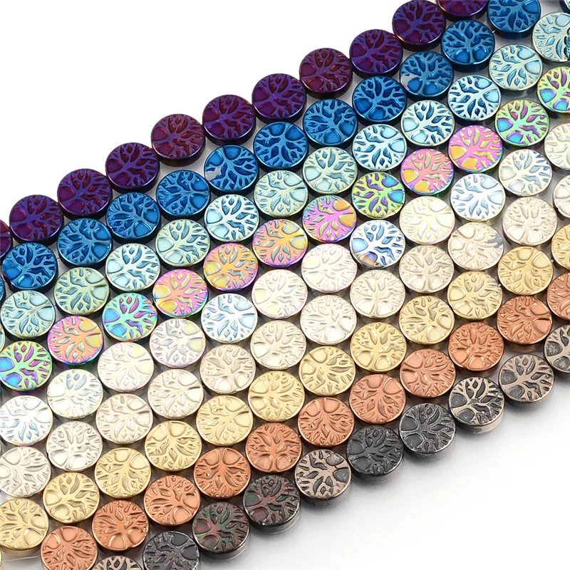 

15 дюймов, 40 шт., 10 мм, дерево жизни, 9 цветов, гематит, натуральный камень, разделитель, свободные бусины для изготовления ювелирных изделий, аксессуары для браслетов «сделай сам»