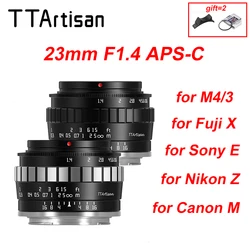 TTArtisan 23mm F1.4 APS-C Manual Lens for Sony E Fuji X Nikon Z M4/3 Canon RF R EF-M EOSM Olympus Panasonic Leica L Sigma Mount