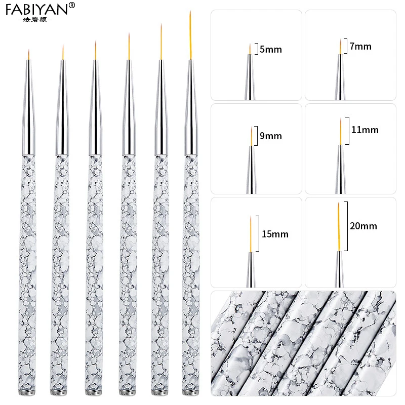 

3Pcs Nail Art Brush Drawing Painting Flower Liner Pen Marble Pattern Handle UV Gel Polish Manicure Tools Set 5/7/9mm 11/15/20mm