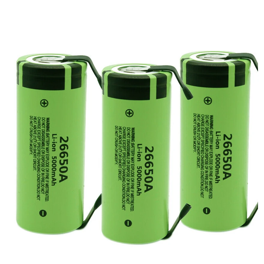 GTF 26650 Battery 3.7V 5000mah Rechargeable Li-ion Battery 26650A for Panasonic for flashlight +DIY Nickel Sheets High Capacity