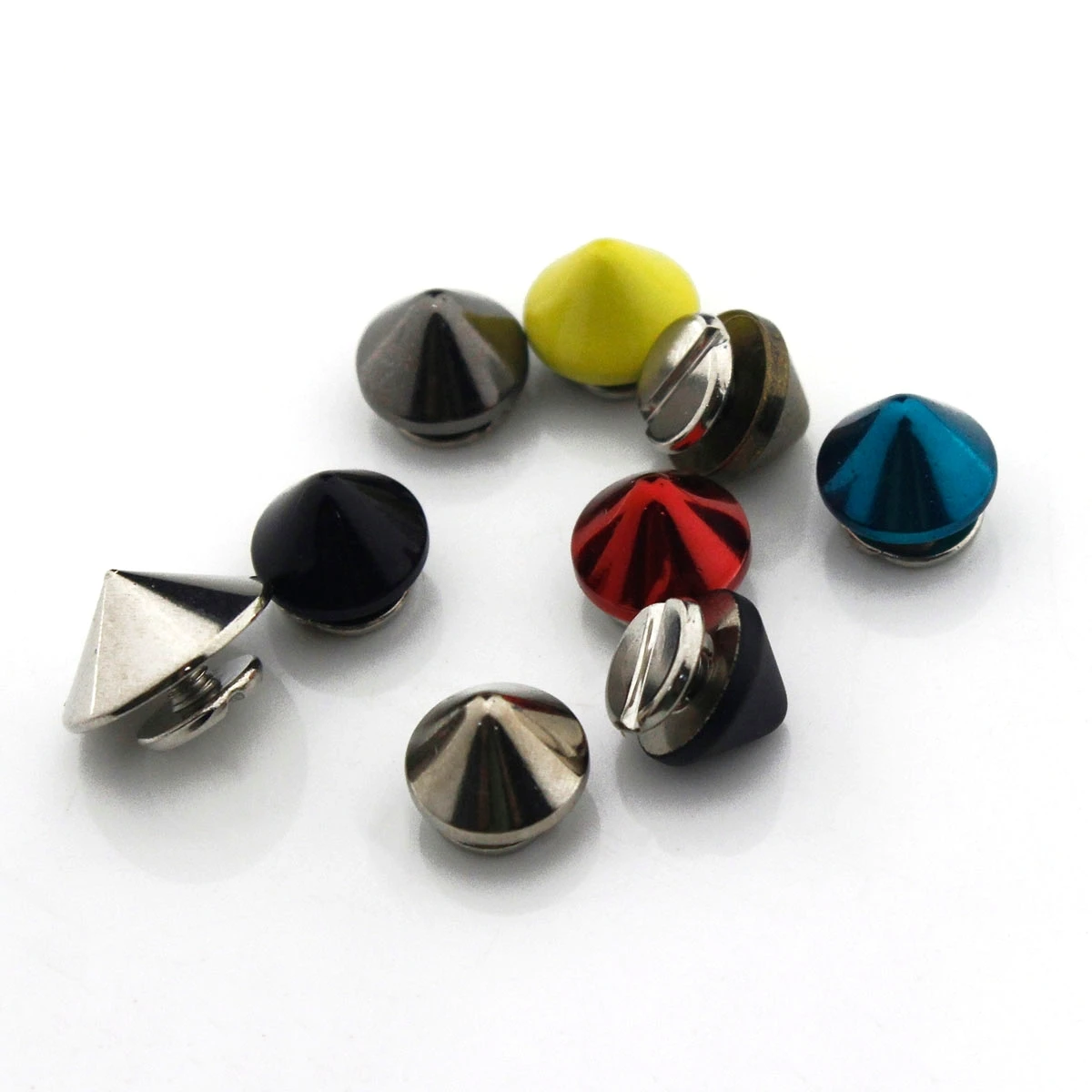 10pcs More Color Metal Bullet Cone Spike Punk Screwback Studs Bag Clothes Leather Craft Phone Case DIY Decor Accessories