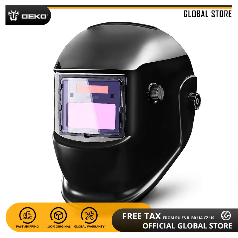 DEKO DKMZ350 Solar Powered Auto-Darkening Welding Helmet for Grinding Welding Machine Solar Energy Automatic Light Welding Mask