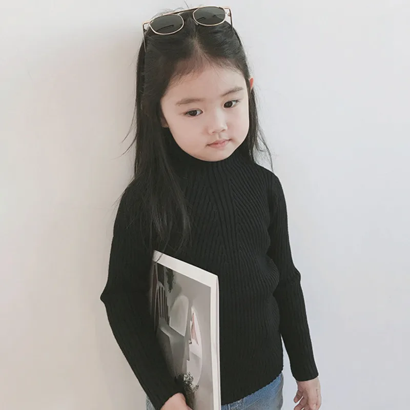 2021 Autumn Baby Boys Girls Solid Turtleneck Sweaters Sweater Kids Sweaters For Winter Knitted Bottoming Boys Casual Sweaters