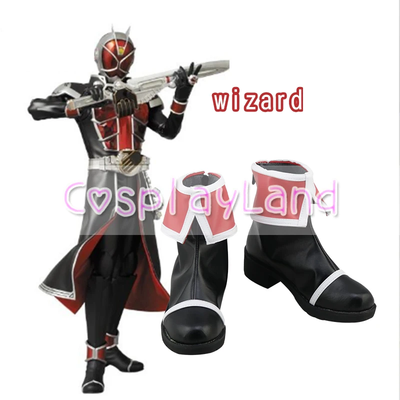 Kamen Rider-Botas de mago enmascarado para hombre, zapatos de Cosplay, accesorios personalizados, para fiesta de Halloween