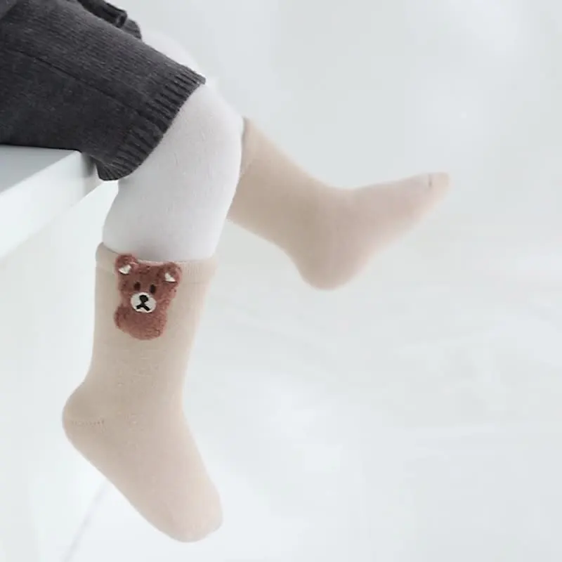 Toddler Socks Newborn Baby Soft Prewalker Thicker Winter Exquisite Terry Cotton Girl Autumn Infant Boy Kids Bear Doll Sock 0-5T