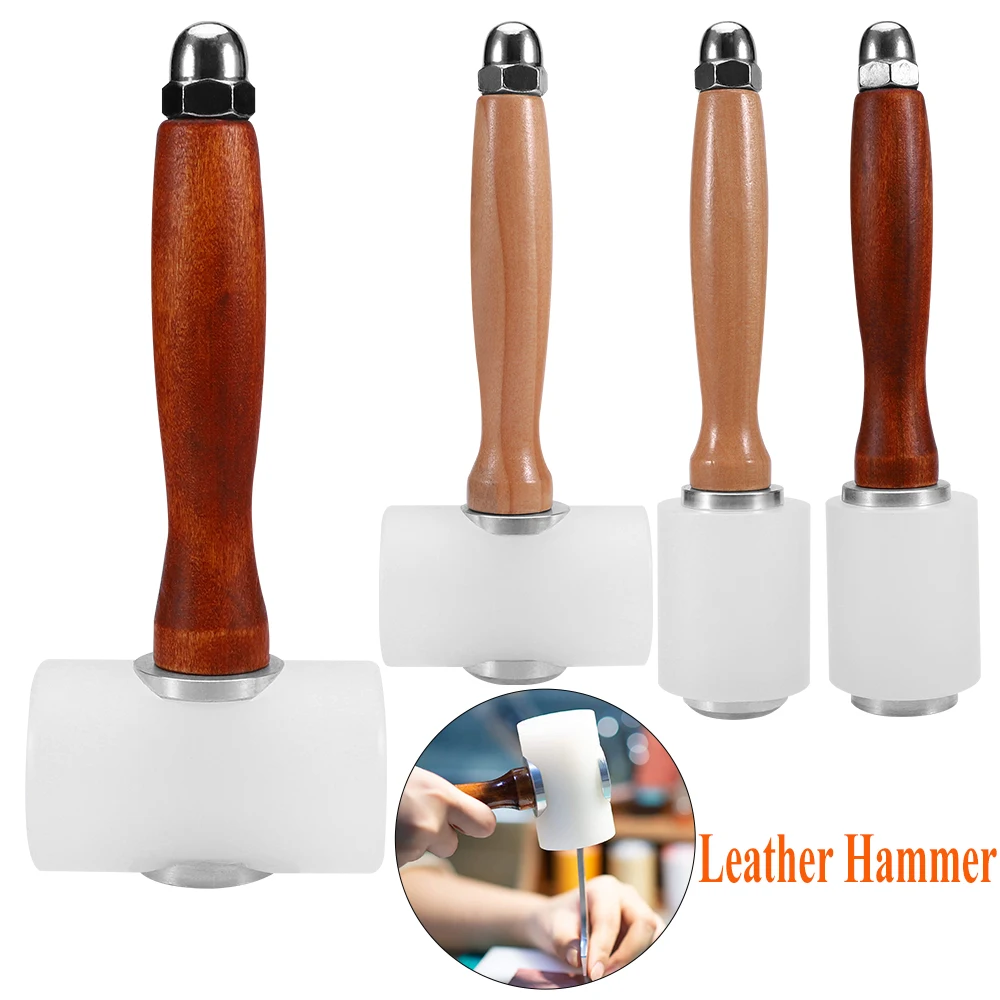 Leather Carving Hammer Tools Handmade DIY Craft Cowhide Punch Cutting Hammer Leather Craft Carving Gadget With Wood Handle