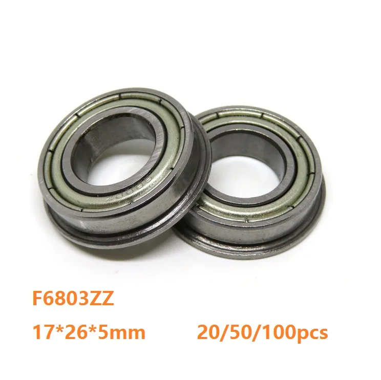 

20/50/100pcs F6803ZZ F6803 ZZ 17*26*5mm Thin Wall Deep Groove Ball bearing Flange Ball Bearing Double metal cover 17×26×5mm