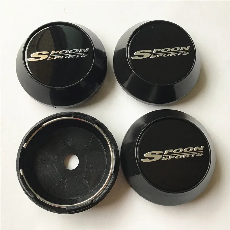 4Pcs 65mm For SPOON  Wheel Center Hub Caps Car Styling Cover 45mm Emblem Badge Logo Auto Rims Cover Accessories