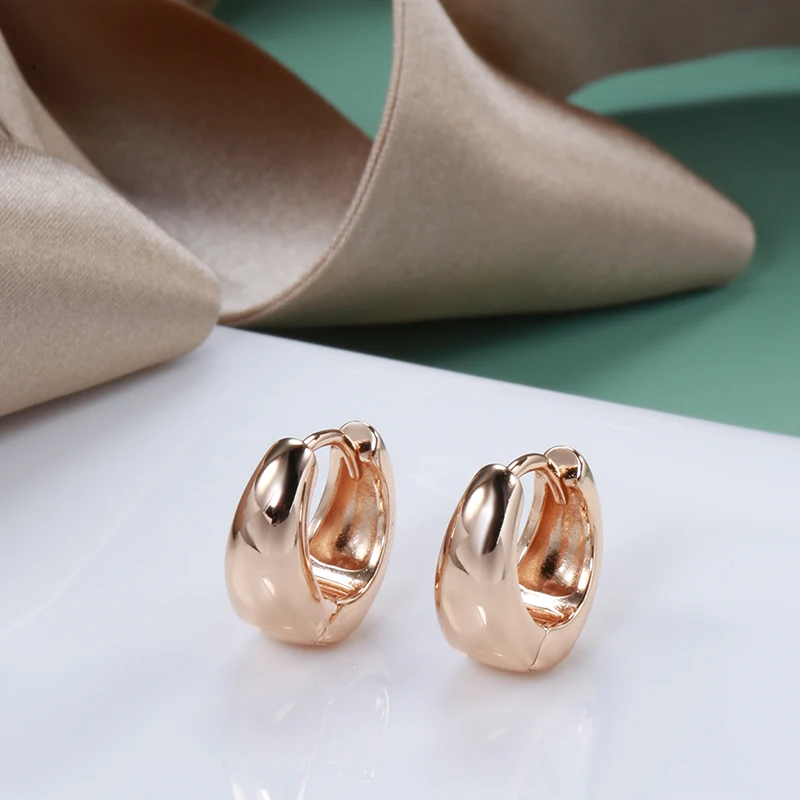 Kinel Hot Fashion Glossy Dangle Earrings 585 Rose Gold Simple Earrings For Women High Quality Daily Fine Jewelry