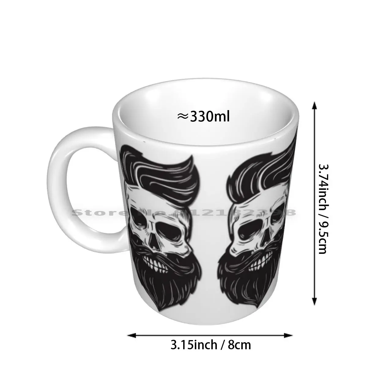 Skull Beard Ceramic Mugs Coffee Cups Milk Tea Mug Beard Man Moustache Barber Beards Manly Shaving Beard Lovers Black Bad Ass