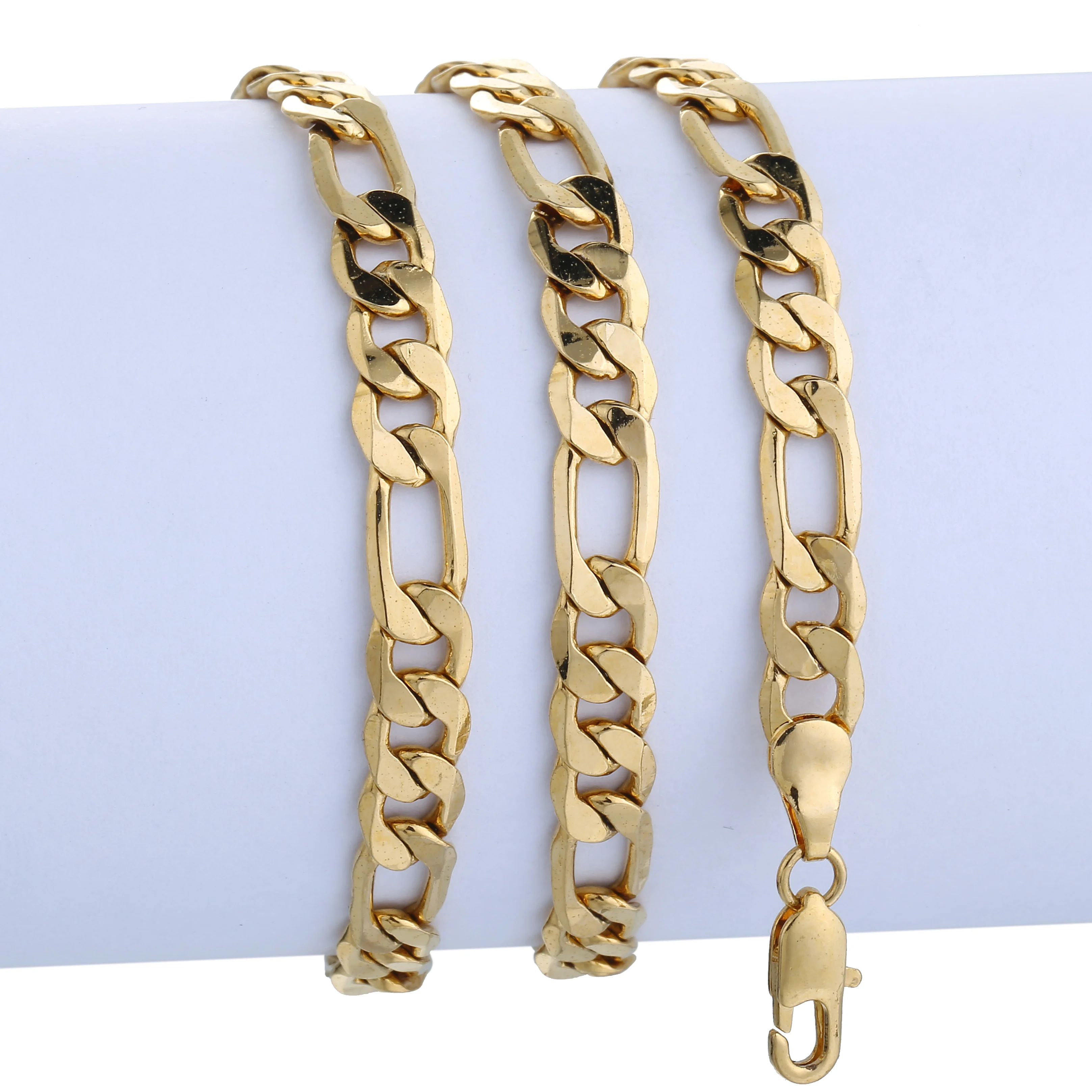 Simple Gold Color Classic Figaro Chain Link Necklace for Men 6mm Wide Cuban Curb Link Chain Jewlelry Gift 18-28inch GN18A