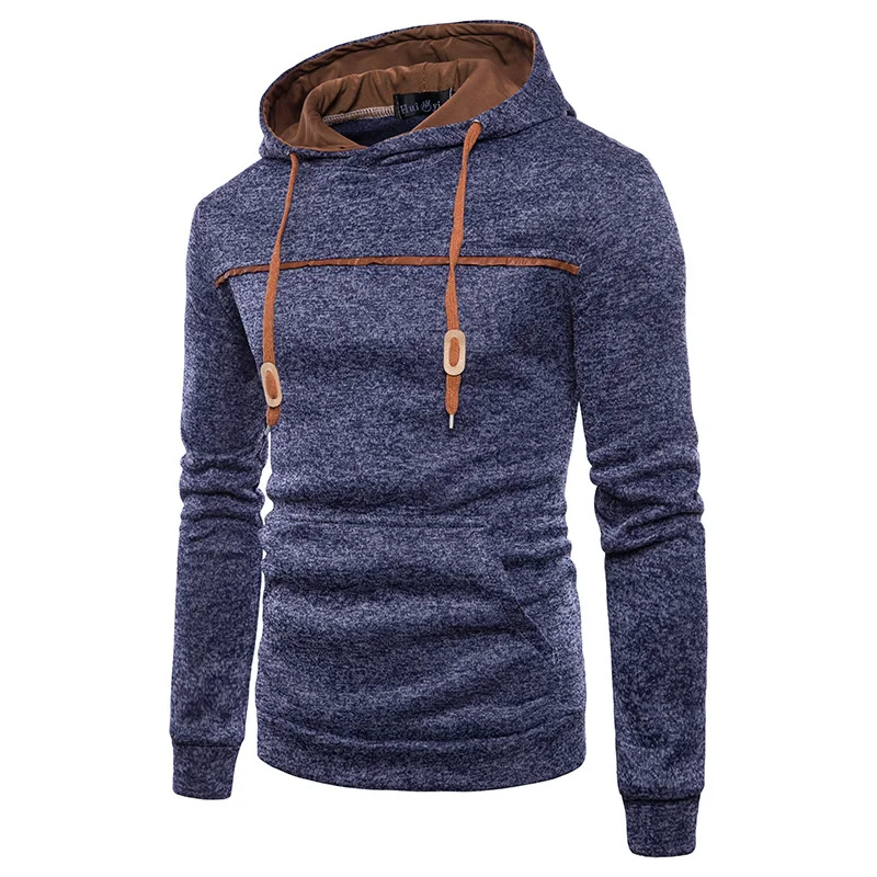 Brand Men's Hoodie Casual All-Match Solid Color Sweatshirt Pocket Top Fashion Personality Europe And America Spring And Autumn