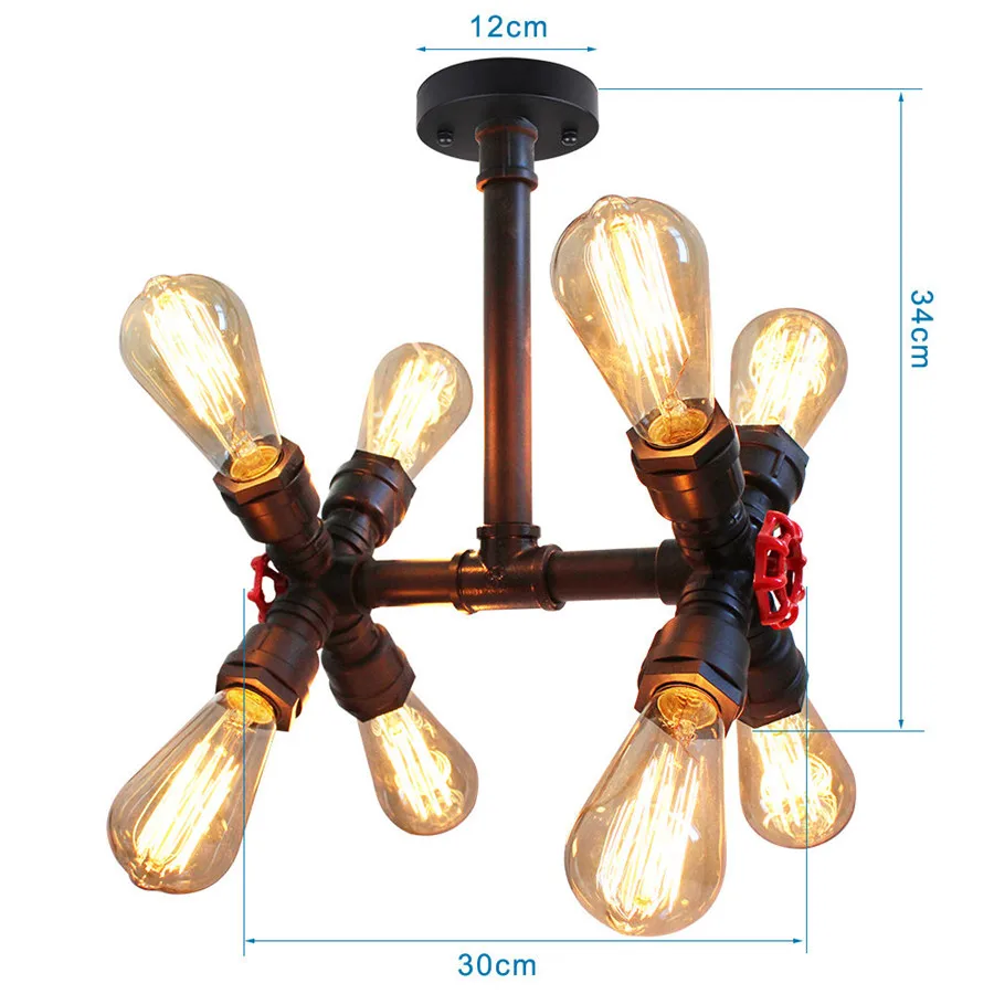 Потолочные светильники в стиле ретро, железная водопроводная труба, деревенский потолочный светильник в стиле лофт, промышленный декор, внутреннее освещение для бара, кухни, кофе, подвесной